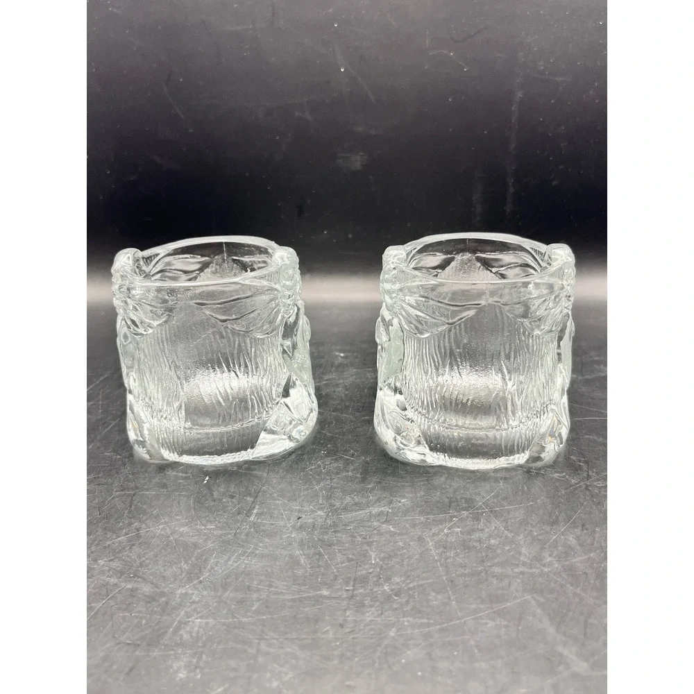 Set‎ of 2 Clear Glass Angel Votive Candle Holders Holders Malaysia 3